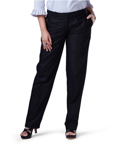 Buy Devis Women Black Original Skinny Fit Solid Formal Trousers - Trousers  for Women 1684858 | Myntra